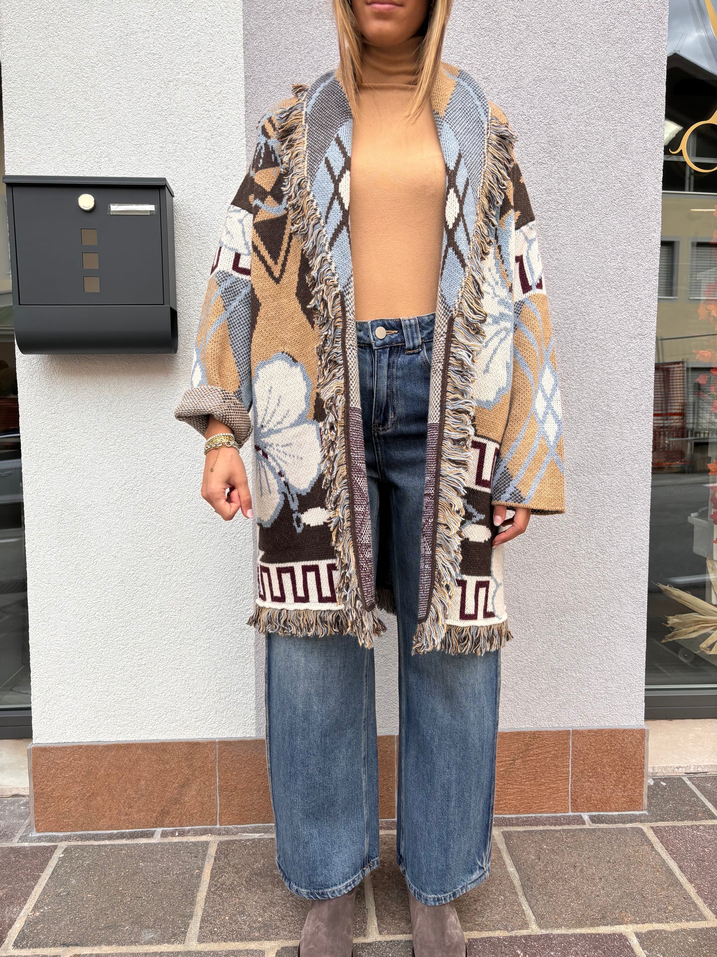 Cardigan oversize jacquard