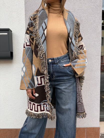 Cardigan oversize jacquard