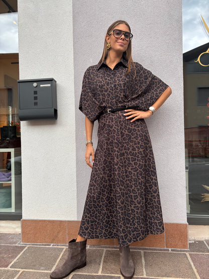 Vestito stampa animalier con cintura