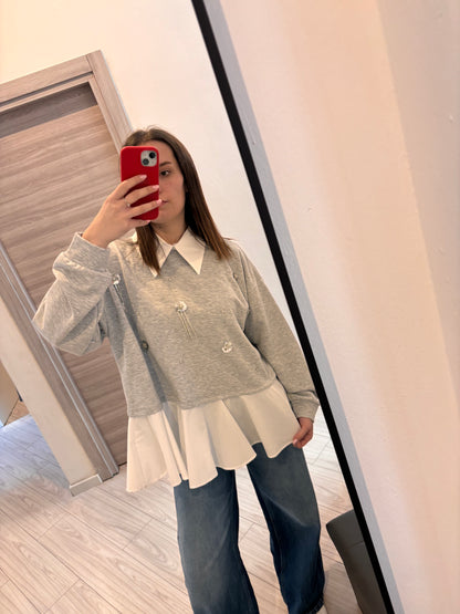 Felpa con dettaglio camicia